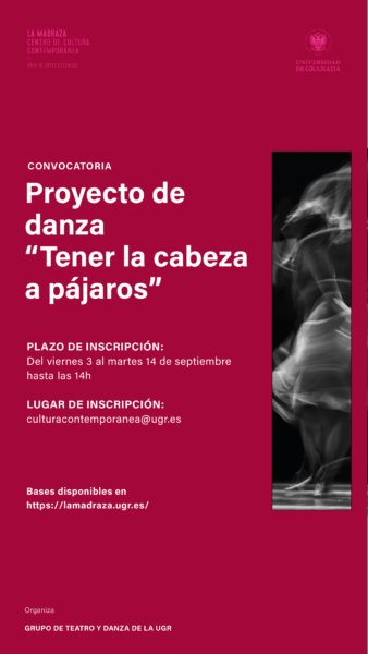Imagen de portada de Convocatoria selección candidatos/as proyecto de danza «Tener la cabeza a pájaros» 2021/22