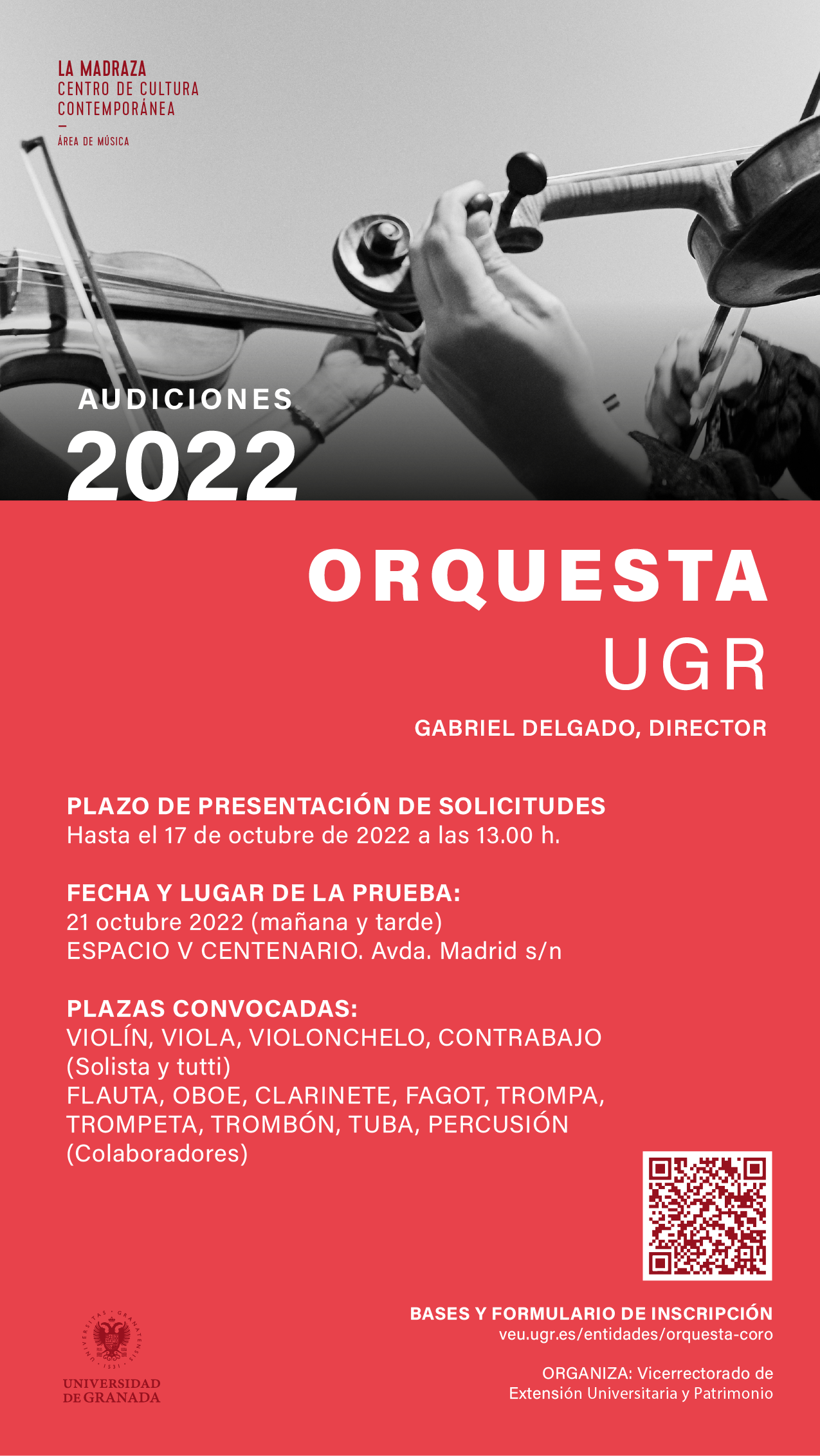 Imagen de portada de Convocatoria Audiciones Orquesta UGR 2022